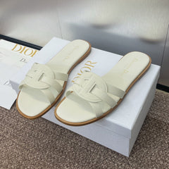 D-CLUB SLIDE SANDAL 25S IN WHITE CALFSKIN