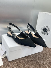 J'ADIOR SLINGBACK 25S IN BLACK QUAKE OBLIQUE EMBROIDERED FABRIC