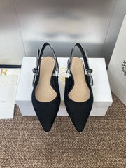 J'ADIOR SLINGBACK 25S IN BLACK QUAKE OBLIQUE EMBROIDERED FABRIC