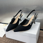 J'ADIOR SLINGBACK 25S PUMP 65MM IN BLACK QUAKE OBLIQUE EMBROIDERED FABRIC