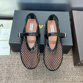 ALAIA MARY JANE FLAT 25S IN BLACK MESH CALFSKIN