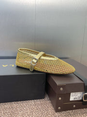 ALAIA MARY JANE FLAT 25S IN GOLD MESH CALFSKIN