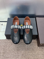 ALAIA MARY JANE FLATS 25S IN BLACK CALFSKIN WITH SILVER HARDWARE
