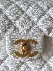 CHANEL 25S FLAP BAG 20 CM IN WHITE CAVIAR LEATHER WITH GOLD HARDWARE