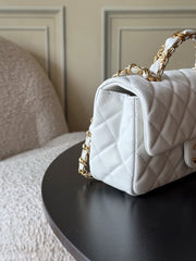 CHANEL 25S FLAP BAG 20 CM IN WHITE CAVIAR LEATHER WITH GOLD HARDWARE