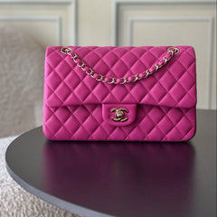 CHANEL 25S CLASSIC FLAP BAG 25 CM IN PINK LAMBSKIN WITH GOLD HARDWARE