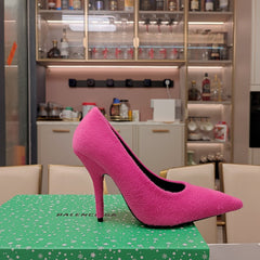 HIGH HEEL PUMPS 90MM IN PINK WOOL