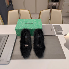 FURRY PUMPS 90MM IN BLACK FOX FUR