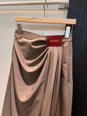 Loewe Pleated Wide Leg Pants Brown Cotton