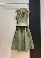 Loewe Lace-up Vest Dress Green Cotton