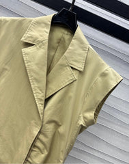 CD Mid-Length Dress Olive Cotton Gabardine