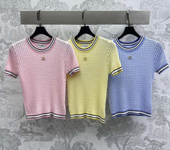 CHANEL CREW NECK SHORT-SLEEVE KNIT TOP 263649