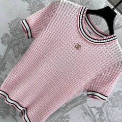 CHANEL CREW NECK SHORT-SLEEVE KNIT TOP 263649