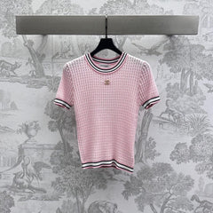 CHANEL CREW NECK SHORT-SLEEVE KNIT TOP 263649