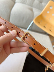 CL BELT 18MM IN BROWN TAURILLON CALFSKIN GOLD BUCKLE