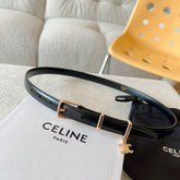 CL BELT 18MM IN BLACK TAURILLON GLOSSY CALFSKIN GOLD BUCKLE