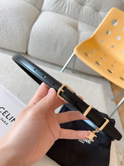 CL BELT 18MM IN BLACK TAURILLON GLOSSY CALFSKIN GOLD BUCKLE