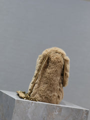 NIKI MEDIUM 28 IN DARK BEIGE RABBIT FUR