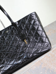 SHOPPING TOTE BAG 38 IN BLACK CRUMPLED CALFSKIN