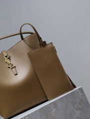 YSL 25S LE 5 À 7 BAG 26 IN BROWN CALFSKIN GOLD HARDWRE