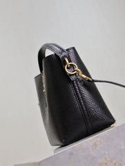 YSL 25S LE 37 20 IN BLACK SNAKE EMBOSSED CALFSKIN GOLD HARDWRE