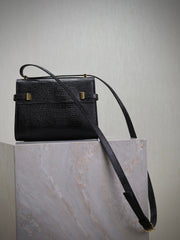 YSL 25S MINI MANHATTAN 19 IN BLACK SHINY CROCODILE CALFSKIN GOLD HARDWRE