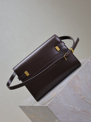 YSL 25S MANHATTAN SMALL 24 IN ROUGE CABERNET CALFSKIN GOLD HARDWRE