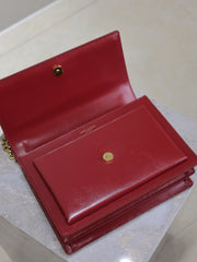 YSL 25S SUNSET BAG 22 IN CRIMSON RED CALFSKIN GOLD HARDWARE