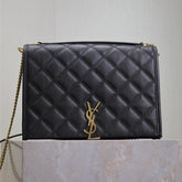 BECKY 26 IN BLACK QUILTED LAMBSKIN GOLD HARDWARE