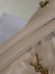 YSL 25S LOULOU PUFFER MM 29 IN BROWN CALFSKIN GOLD HARDWRE