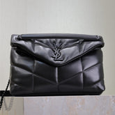 YSL 25S LOULOU PUFFER GM 35 IN BLACK CALFSKIN BLACK HARDWARE
