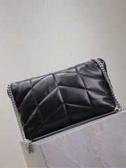 YSL 25S LOULOU PUFFER GM 35 IN BLACK CALFSKIN SILVER HARDWRE