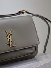 YSL 25S NIKI BABY 22 IN DARK OLIVE BROWN CALFSKIN GOLD HARDWRE