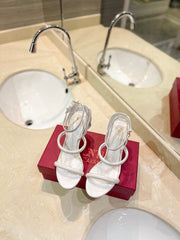 HIGH HEEL SANDAL 10 CM IN WHITE CALFSKIN