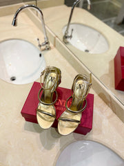 HIGH HEEL SANDAL 10 CM IN GOLD CALFSKIN