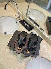 SL KOUROS THONG SANDALS BLACK CALFSKIN