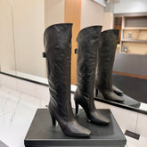 CLASSIC HIGH KNEE BOOTS IN BLACK CALFSKIN