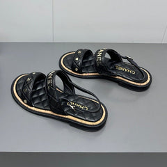 Dad sandals black calf leather