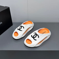 New Double C Foam Lightweight Slippers Boat White Orange