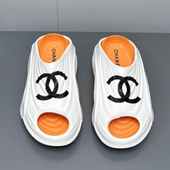 New Double C Foam Lightweight Slippers Boat White Orange