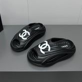 New Double C Foam Lightweight Slippers Boat Black
