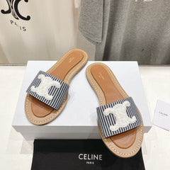 LYMPIA MULE IN TRIOMPHE JACQUARD WOOLLEN FABRIC White Black Caro