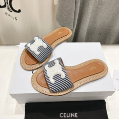 LYMPIA MULE IN TRIOMPHE JACQUARD WOOLLEN FABRIC White Black Caro