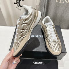 Double C New Quilted Panda Shoes Gold Sheepskin