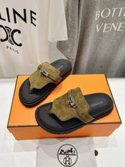 EMPIRE SANDAL BLACK MIX ARMY GREEN SUEDE