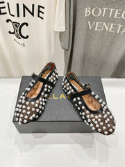 ALAIA PEARL MARY JANE SHOES IN BLACK MIX WHITE MESH AND CALFSKIN