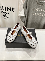 ALAIA PEARL MARY JANE SHOES WHITE LAMBSKIN
