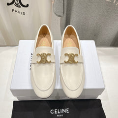 TRIOMPHE LOAFER IN WHITE SMOOTH CALFSKIN GOLD HARDWARE
