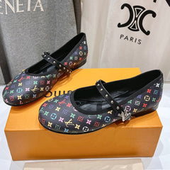 MARY JANE FLAT IN BLACK MONOGRAM CALFSKIN