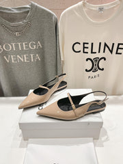 JUDY FLAT SLINGBACK IN TAN BEIGE PATENT CALFSKIN